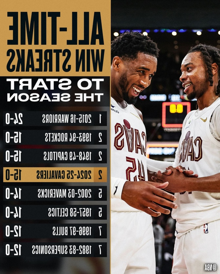 或成史上第2支开季至少16连胜球队！NBA官方为骑士vs绿军预热